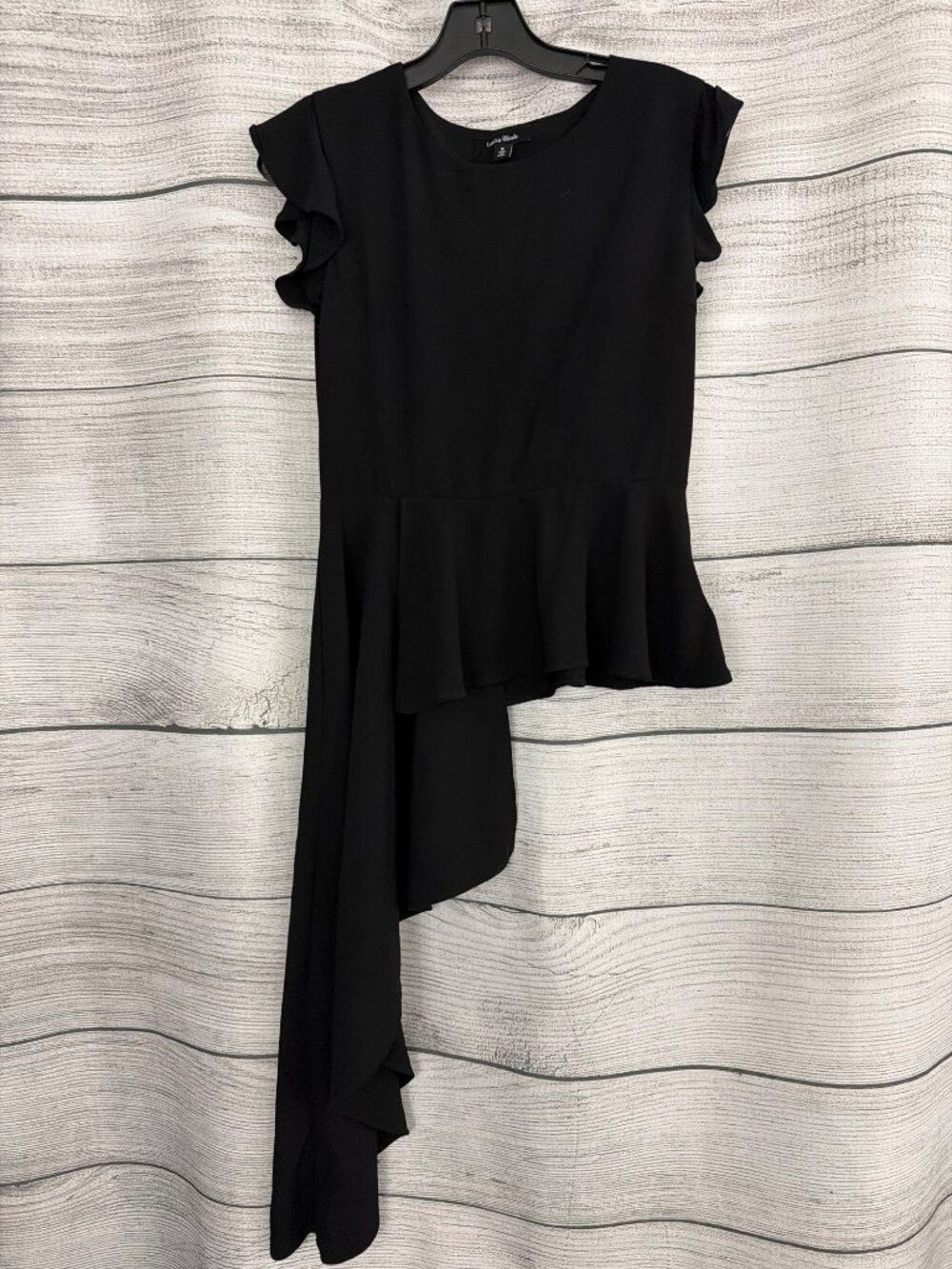 Lea & Viola Black Asymmetrical High Low Peplum Top Size S